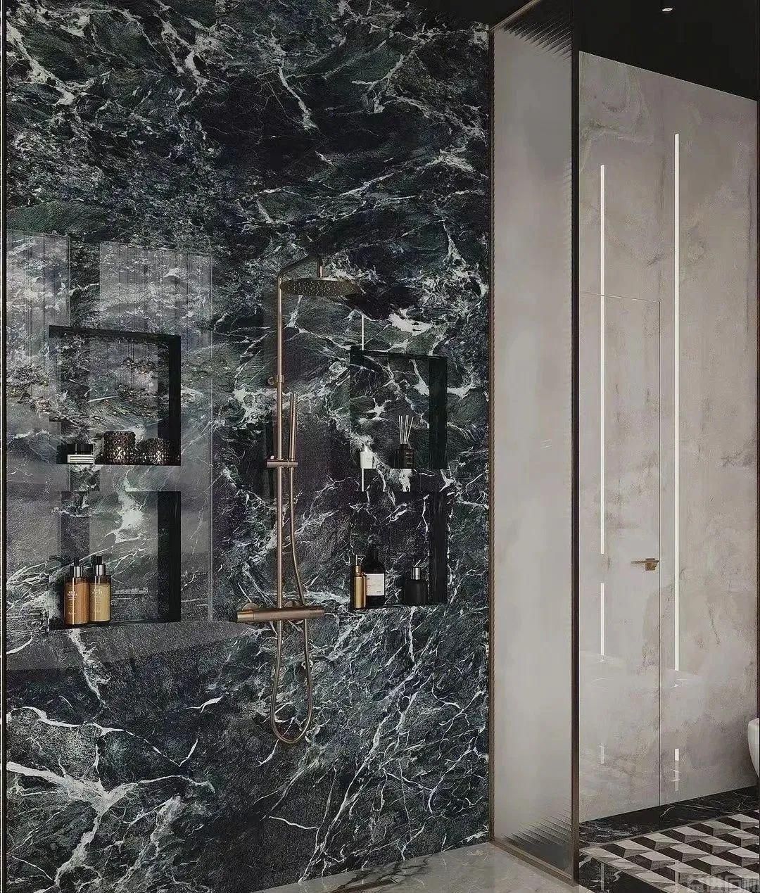 大理石在卫浴空间的搭配设计，真高级(图24)